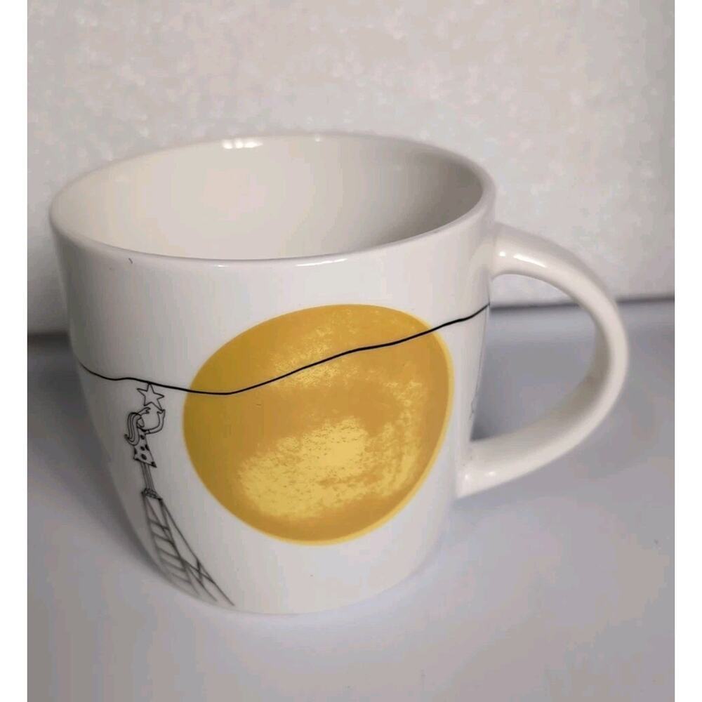 Starbucks Harvest Moon Ceramic Coffee Tea Mug Cup Girl Yellow Sun Stars 14oz